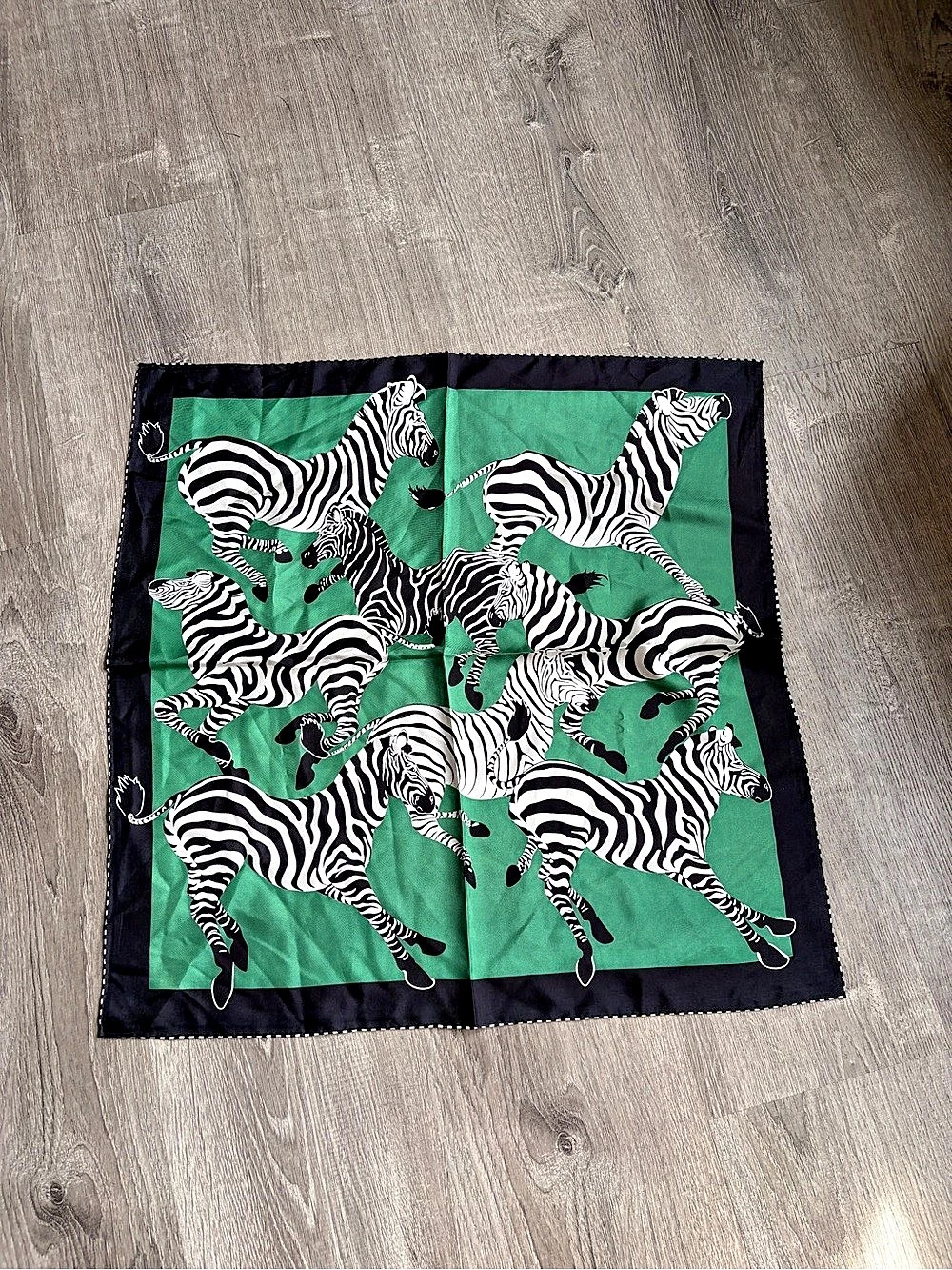 Women Zebra Kerchief Silk Headscarf/Wrap, NWT.